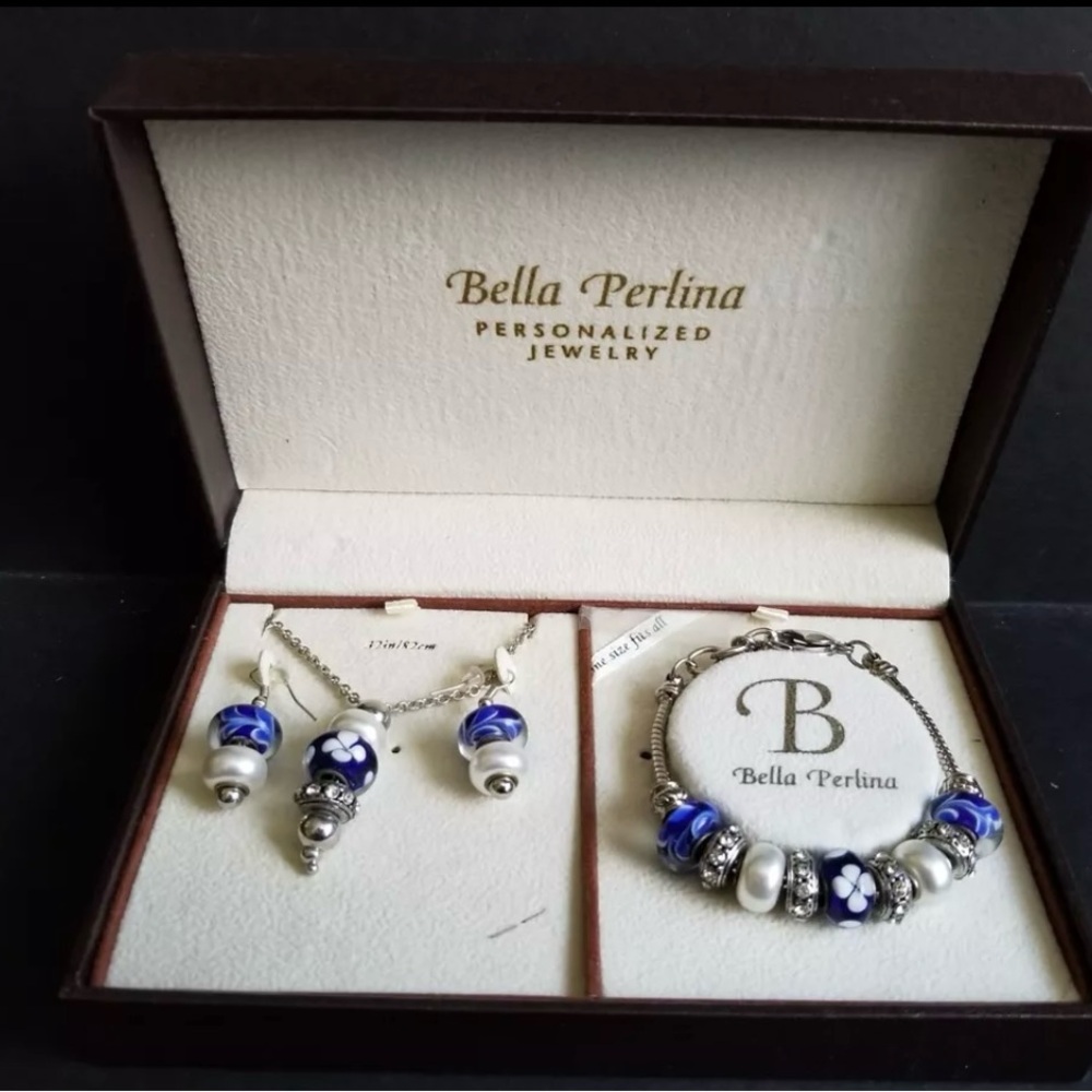 Bella Perlina Blue and Silver Jewelry Set - Picture 1 of 4